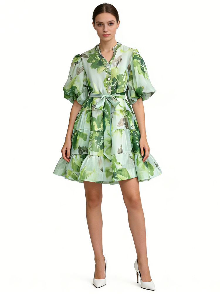 TWOTWINSTYLE Hit Color Patchwork Diamond Elegant Dress