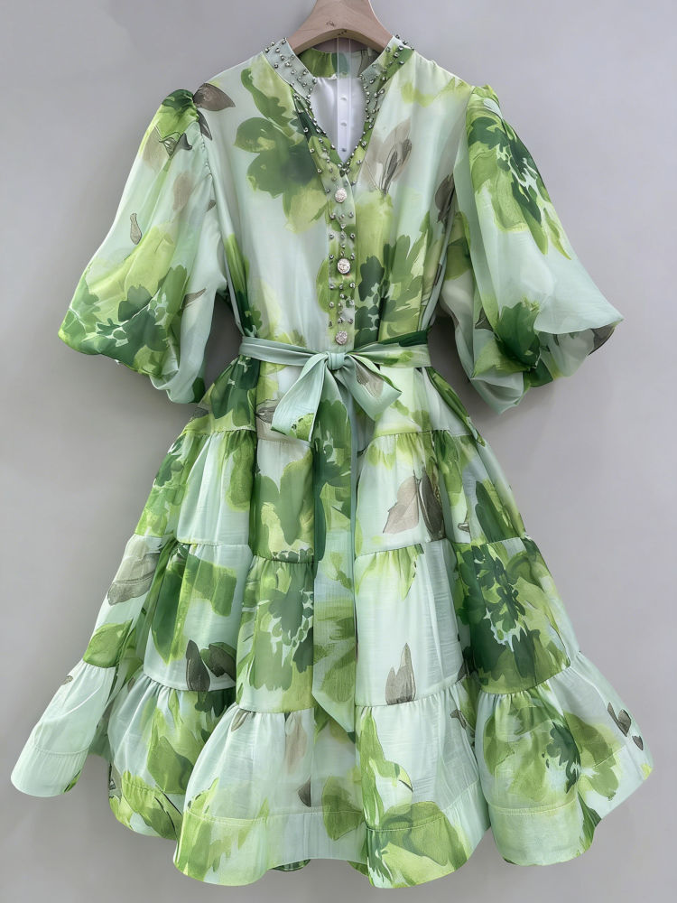 TWOTWINSTYLE Hit Color Patchwork Diamond Elegant Dress