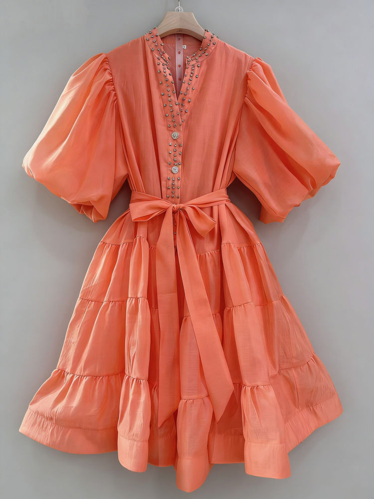 TWOTWINSTYLE Solid Spliced Diamond Tunic Mini Dress