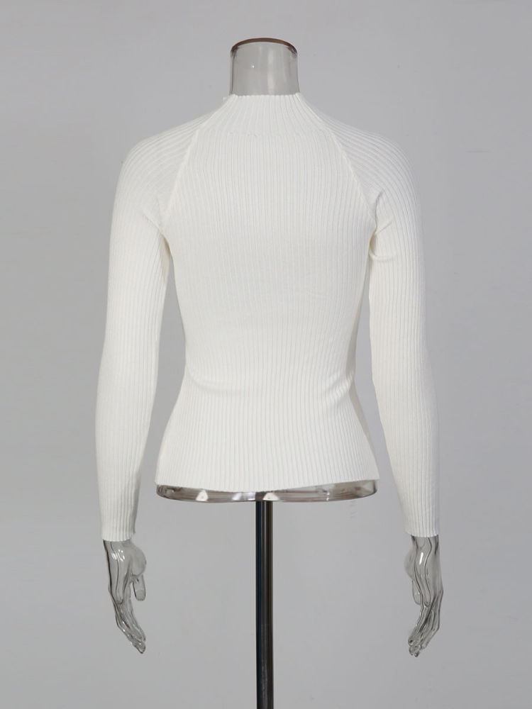 TWOTWINSTYLE Stand Collar Patchwork Metal Hollow Out Designer Sweater