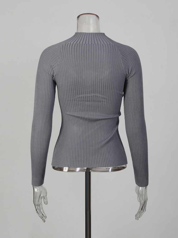 TWOTWINSTYLE Stand Collar Patchwork Metal Hollow Out Designer Sweater