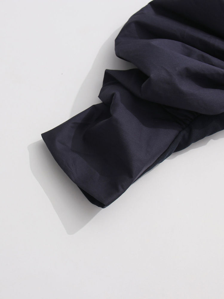 TWOTWINSTYLE Lapel Patchwork Ruched Tunic Casual Coat