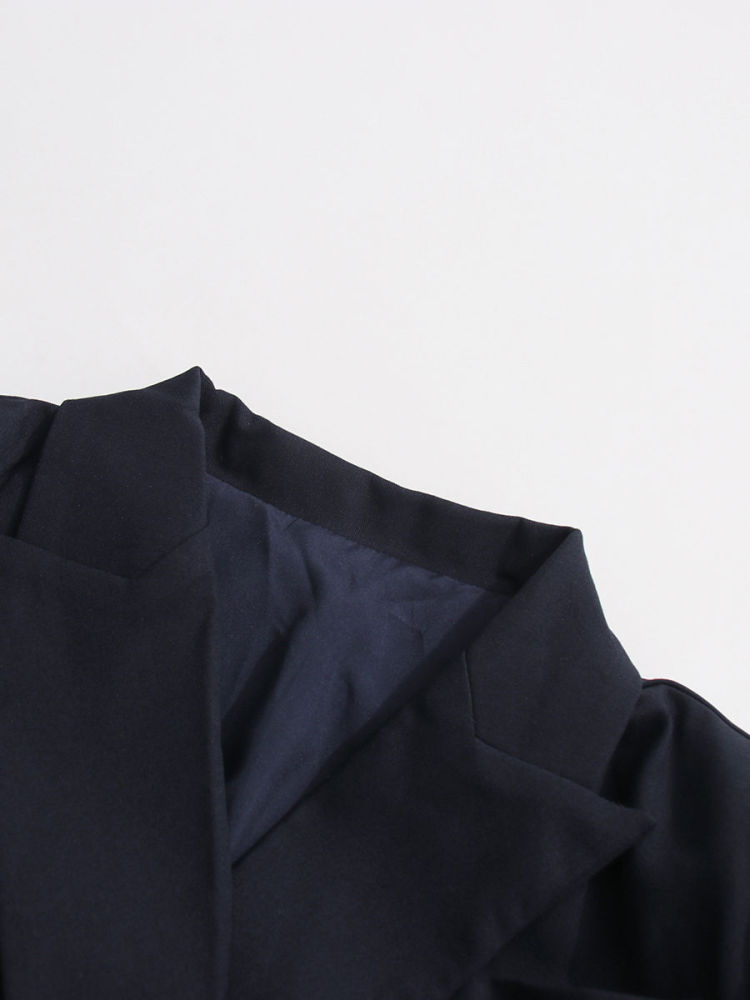 TWOTWINSTYLE Lapel Patchwork Ruched Tunic Casual Coat