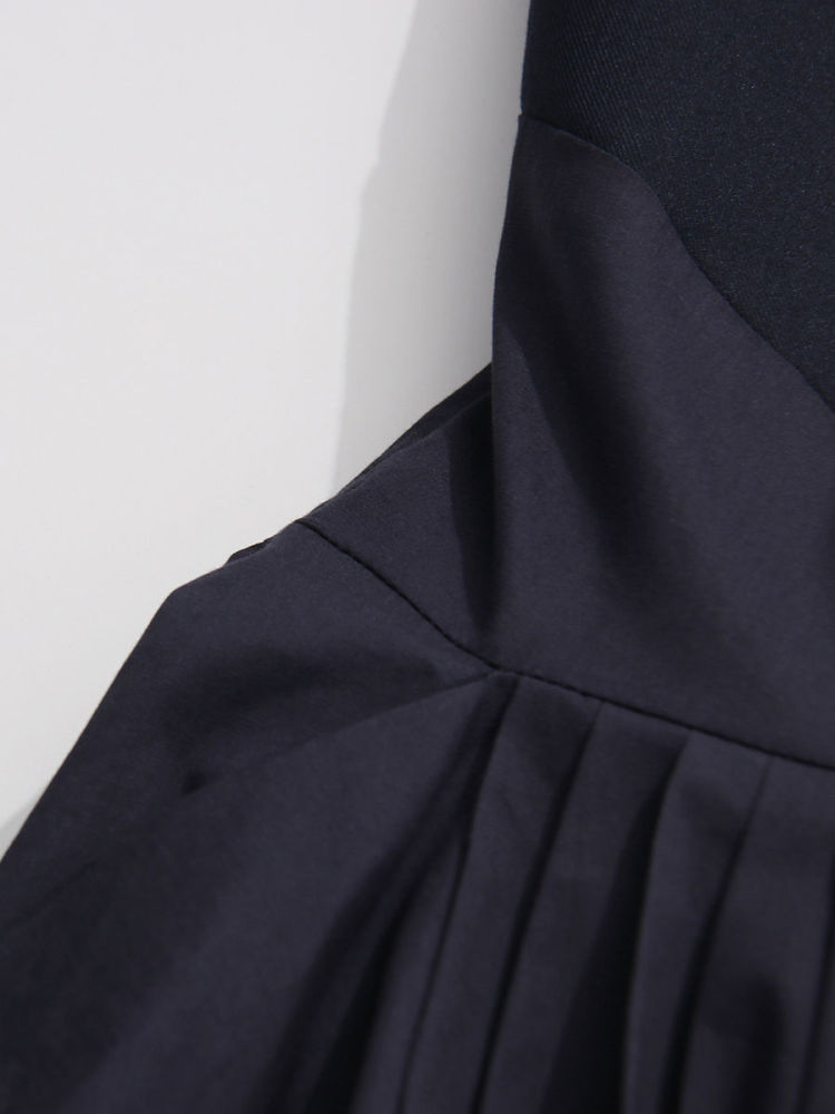 TWOTWINSTYLE Lapel Patchwork Ruched Tunic Casual Coat