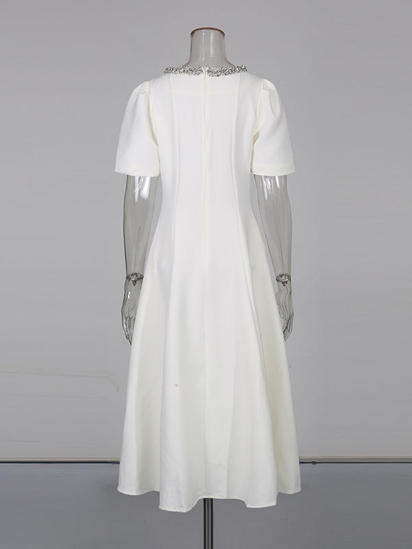 TWOTWINSTYLE Spliced Bowknot And Diamond Designer Dress