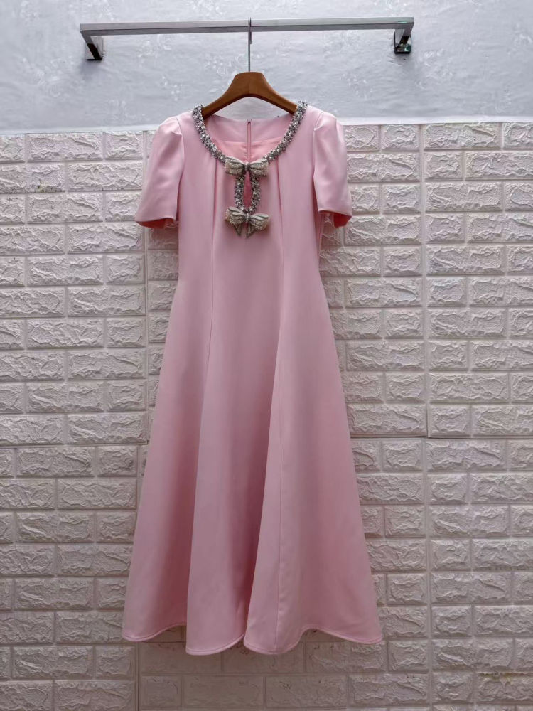 TWOTWINSTYLE Spliced Bowknot And Diamond Designer Dress