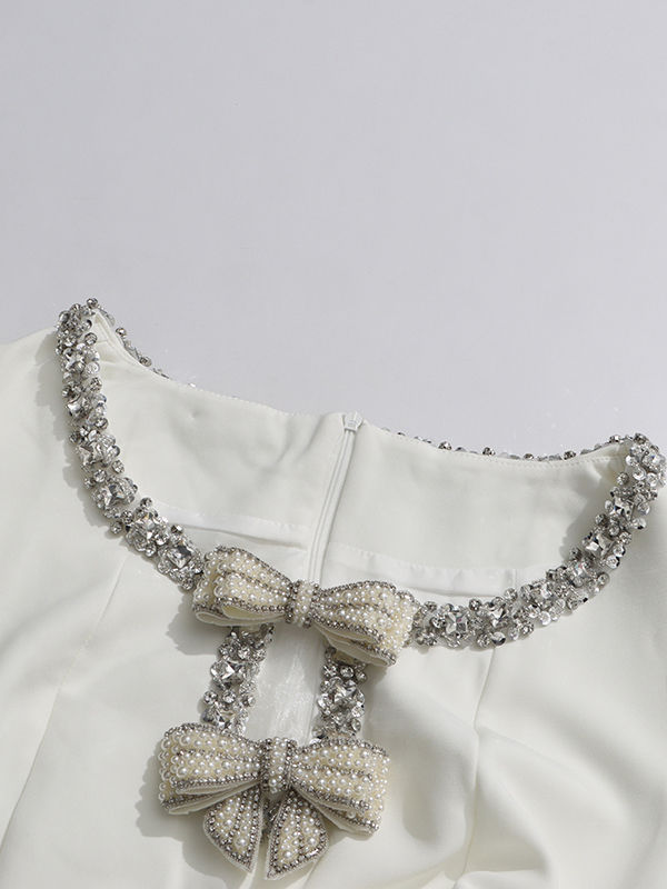 TWOTWINSTYLE Spliced Bowknot And Diamond Designer Dress