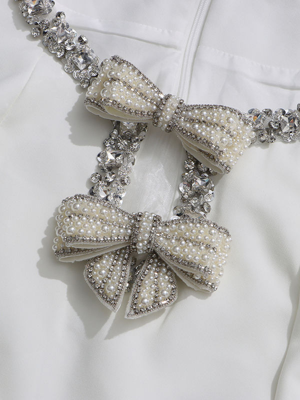 TWOTWINSTYLE Spliced Bowknot And Diamond Designer Dress