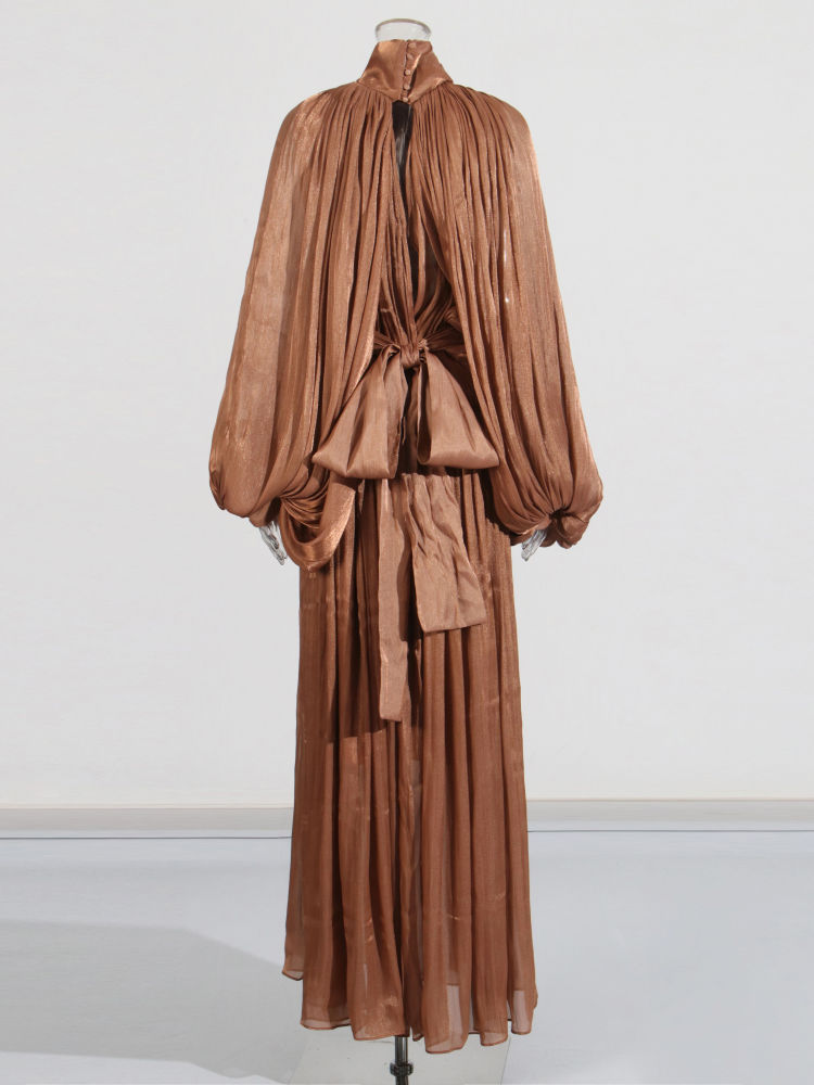 TWOTWINSTYLE Bat Sleeve Pleated Maxi Dress
