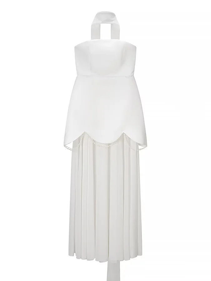 TWOTWINSTYLE Off Shoulder Tunic Patchwork Pearl Chic Dress