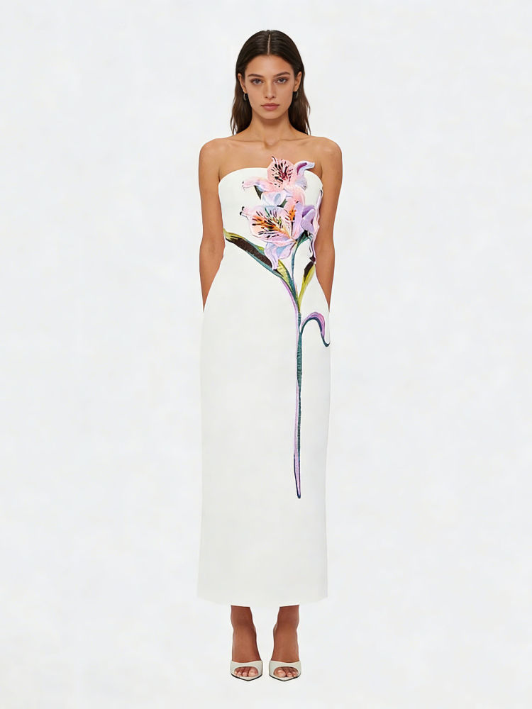 TWOTWINSTYLE Solid Sleeveless Spliced Embroidered Patch Tunic Elegant Dress