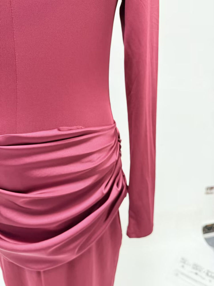 TWOTWINSTYLE Solid Long Sleeve Ruched Dress