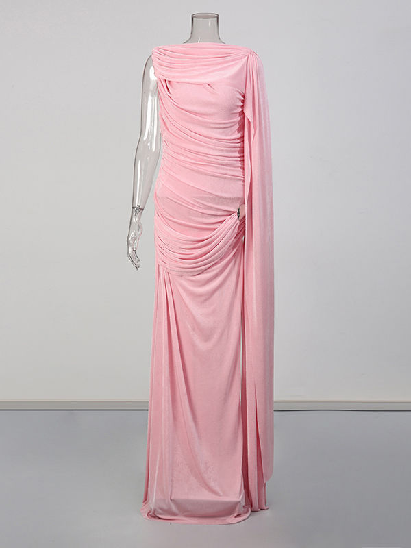 TWOTWINSTYLE Elegant One Shoulder Midi Dress