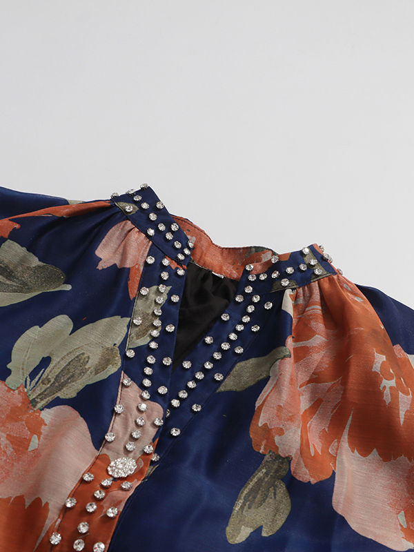 TWOTWINSTYLE Print Loose V-Neck Elegant Dress