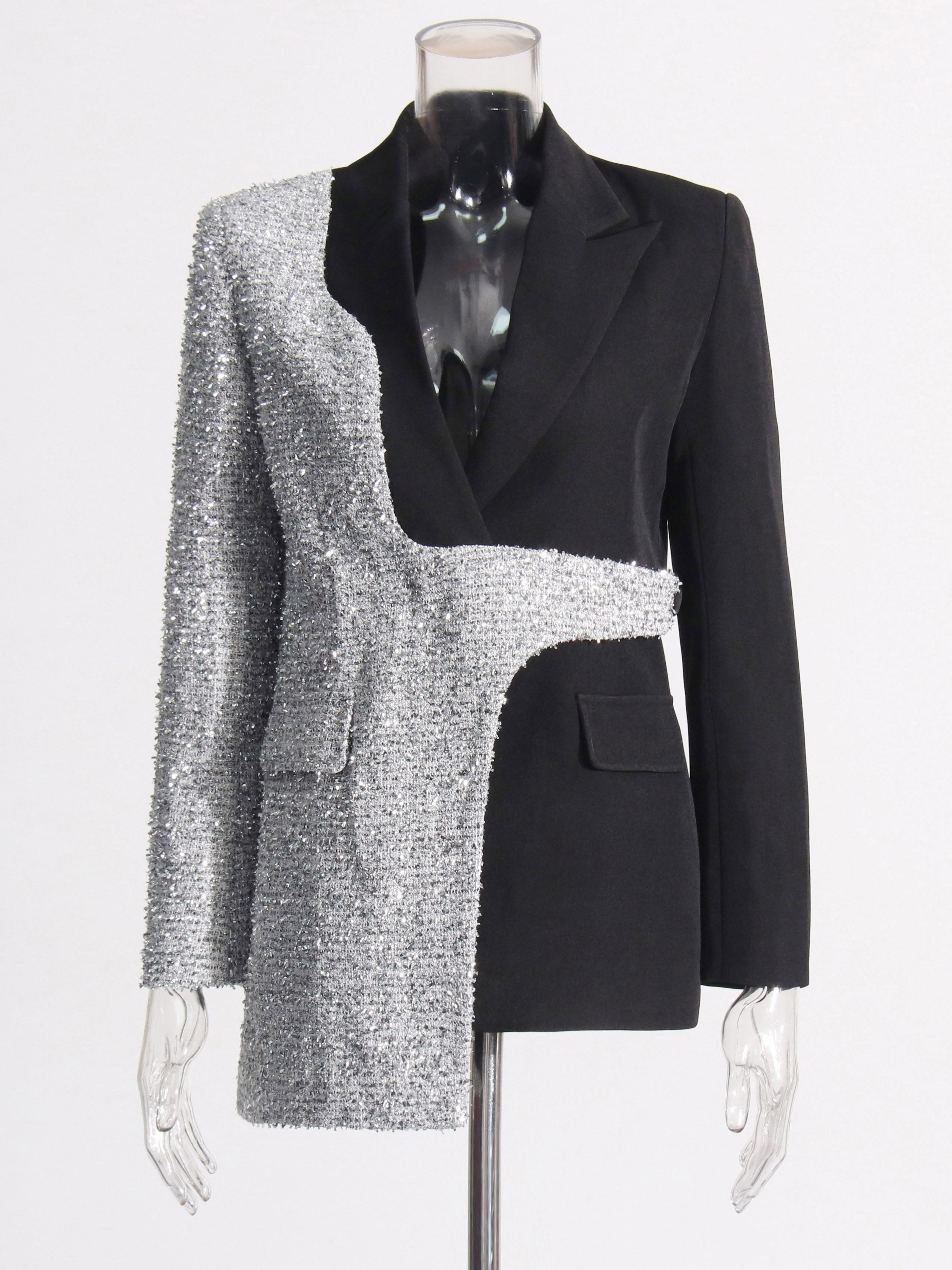 TWOTWINSTYLE Lapel Hit Color Irregular Hem Designer Blazers