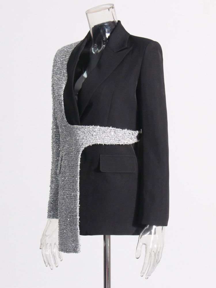 TWOTWINSTYLE Lapel Hit Color Irregular Hem Designer Blazers