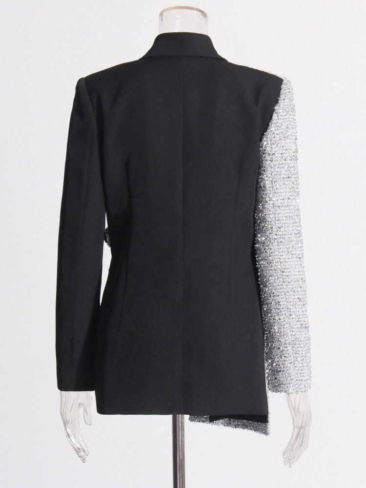 TWOTWINSTYLE Lapel Hit Color Irregular Hem Designer Blazers
