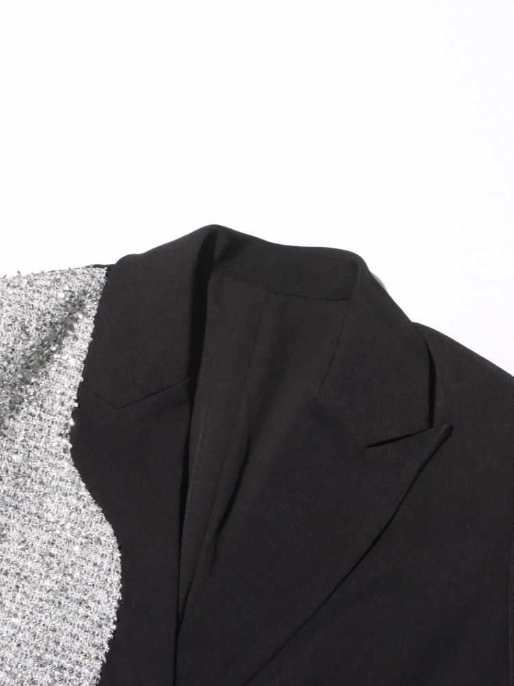 TWOTWINSTYLE Lapel Hit Color Irregular Hem Designer Blazers