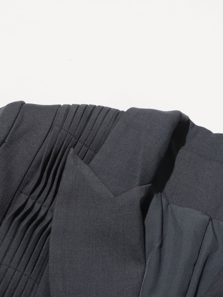 TWOTWINSTYLE Lapel Spliced Button Pleated Temperament Blazers