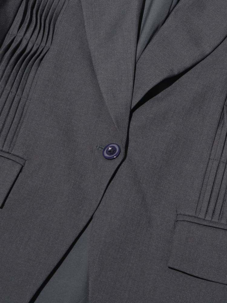 TWOTWINSTYLE Lapel Spliced Button Pleated Temperament Blazers