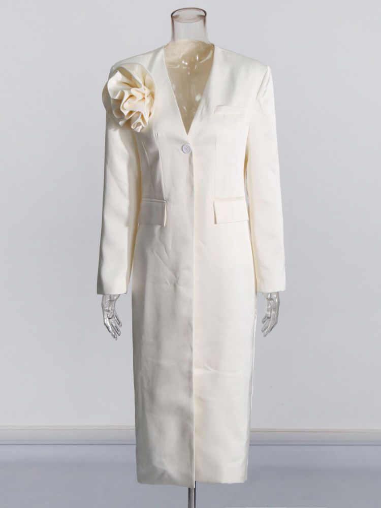 TWOTWINSTYLE Minimalist V Neck Spliced Button Designer Coat