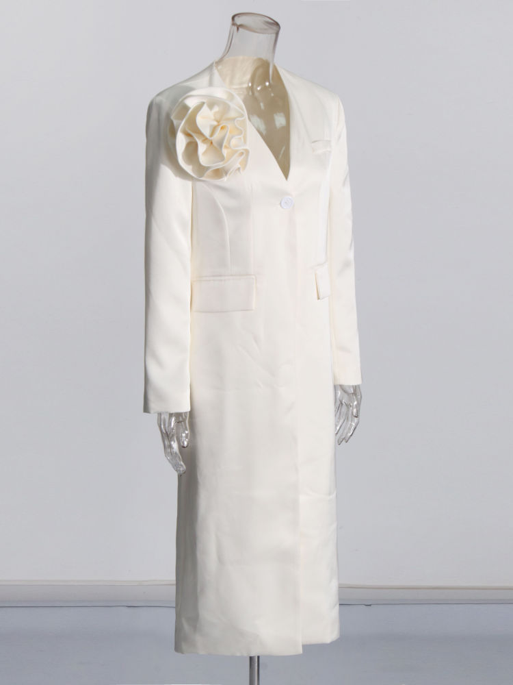 TWOTWINSTYLE Minimalist V Neck Spliced Button Designer Coat