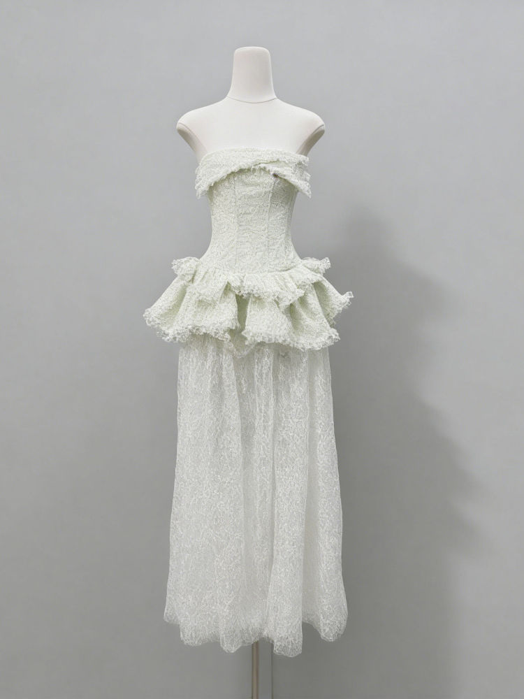 TWOTWINSTYLE Off Shoulder Tunic Patchwork Lace Fashion Dress