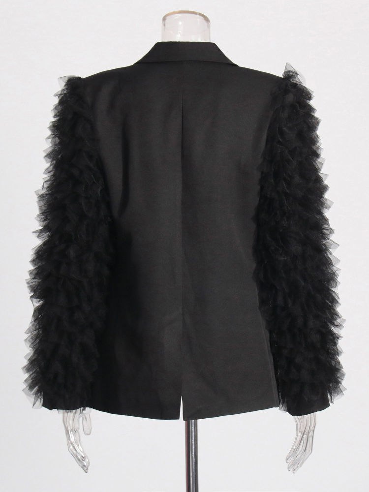 TWOTWINSTYLE Patchwork Mesh Tunic Fashion Blazers