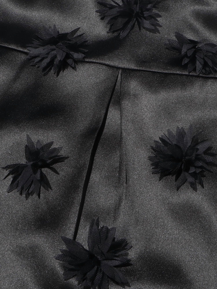 TWOTWINSTYLE Solid Lapel Patchwork 3D Flower Shirt