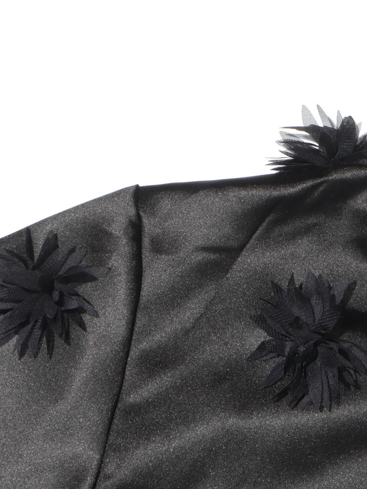 TWOTWINSTYLE Solid Lapel Patchwork 3D Flower Shirt