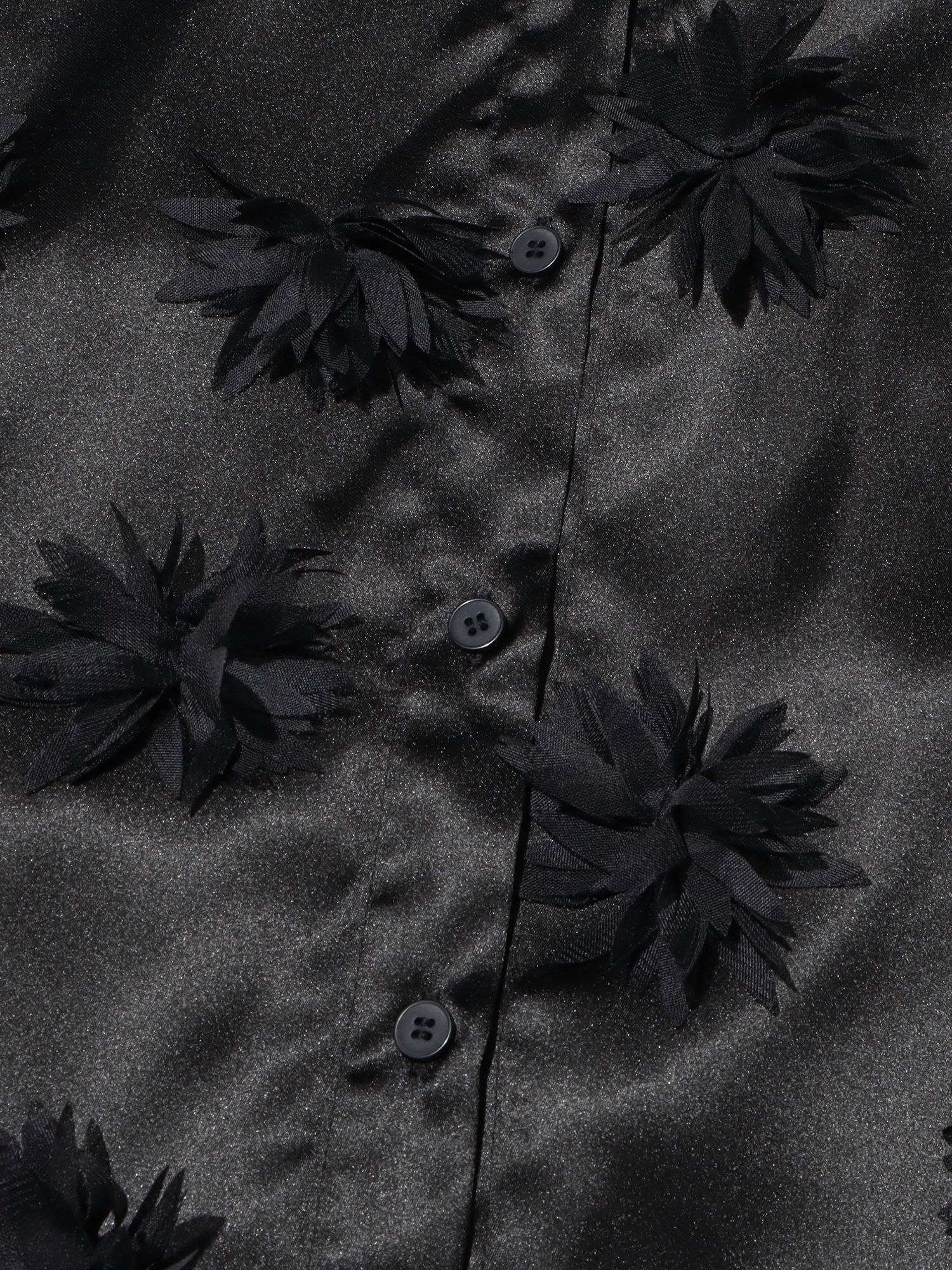 TWOTWINSTYLE Solid Lapel Patchwork 3D Flower Shirt