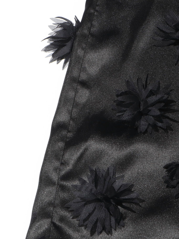 TWOTWINSTYLE Solid Lapel Patchwork 3D Flower Shirt