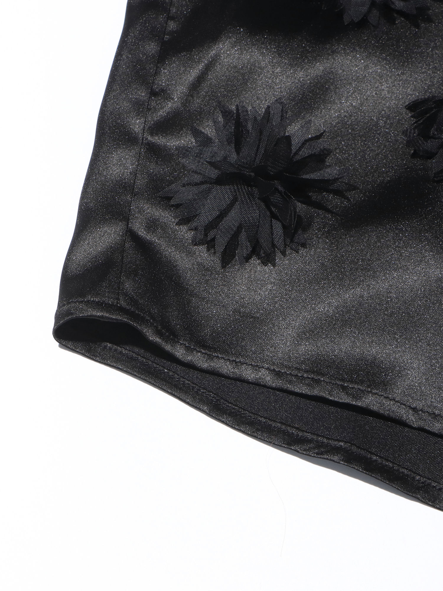 TWOTWINSTYLE Solid Lapel Patchwork 3D Flower Shirt
