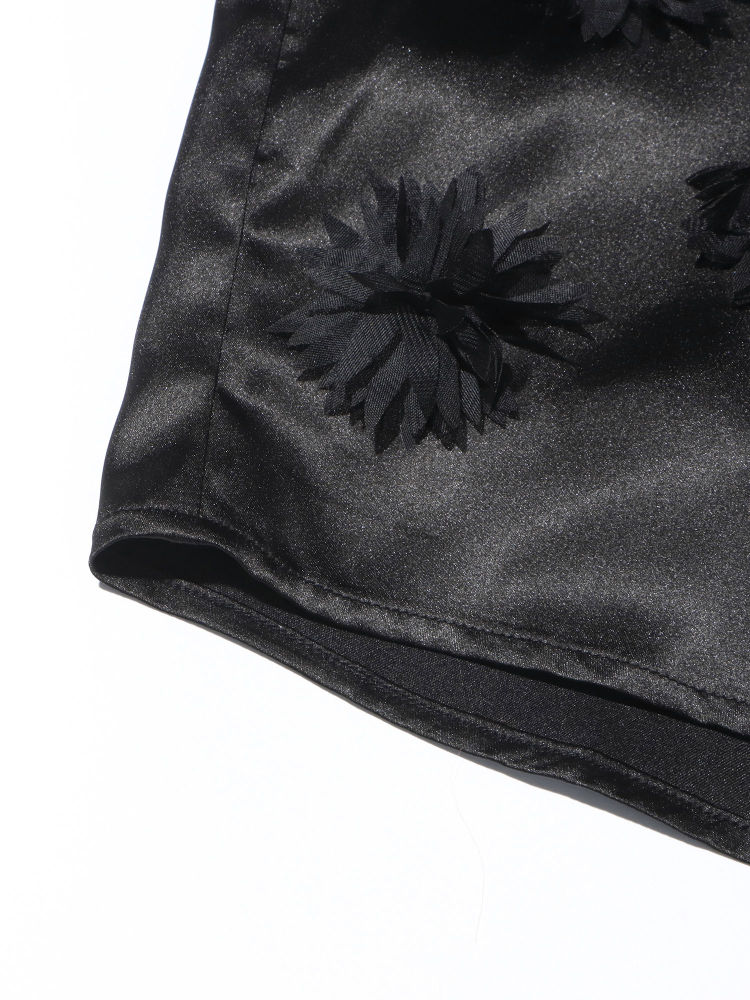 TWOTWINSTYLE Solid Lapel Patchwork 3D Flower Shirt
