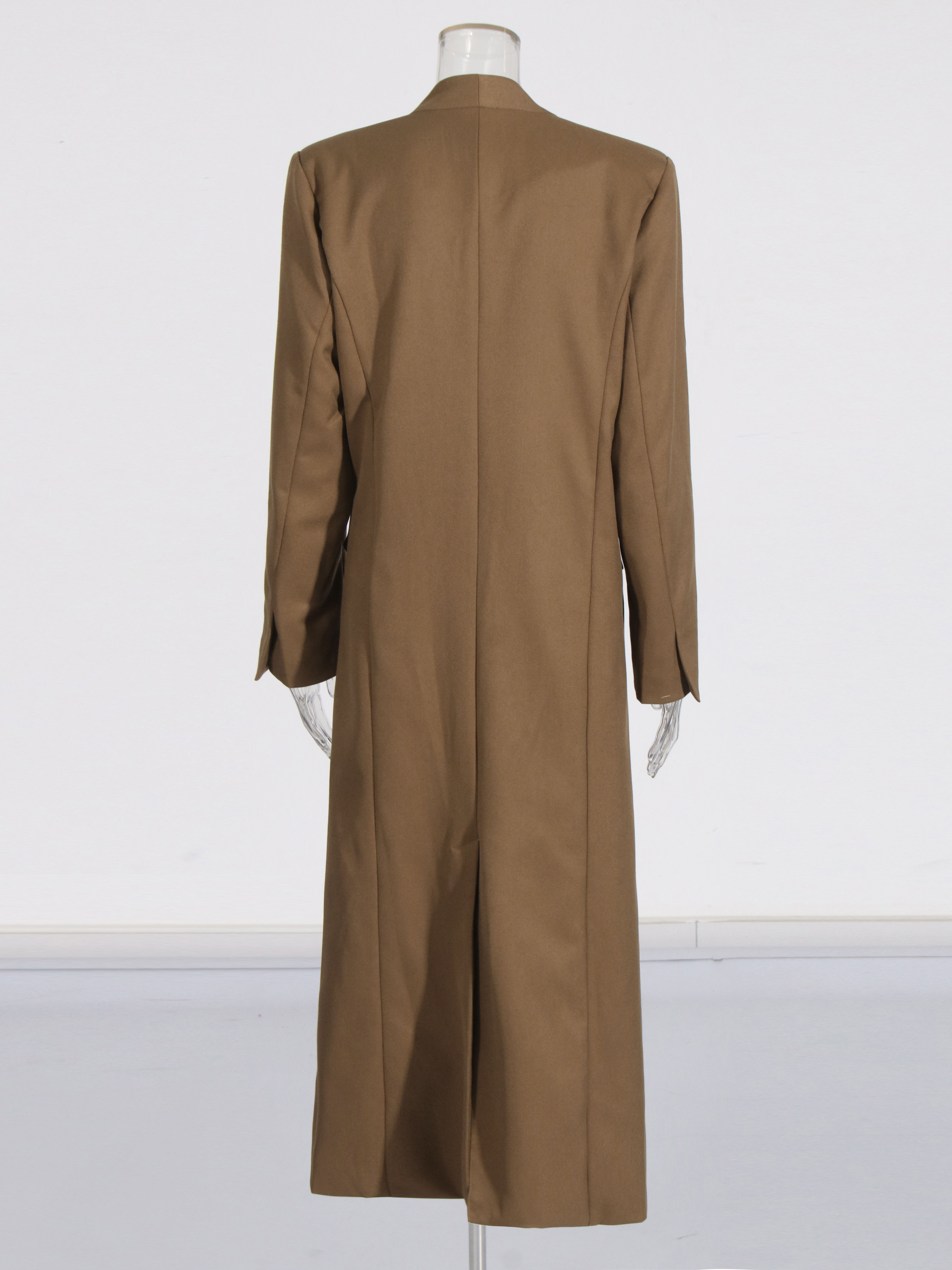 TWOTWINSTYLE Solid V Neck Tunic Vintage Coat
