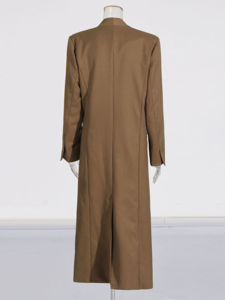TWOTWINSTYLE Solid V Neck Tunic Vintage Coat