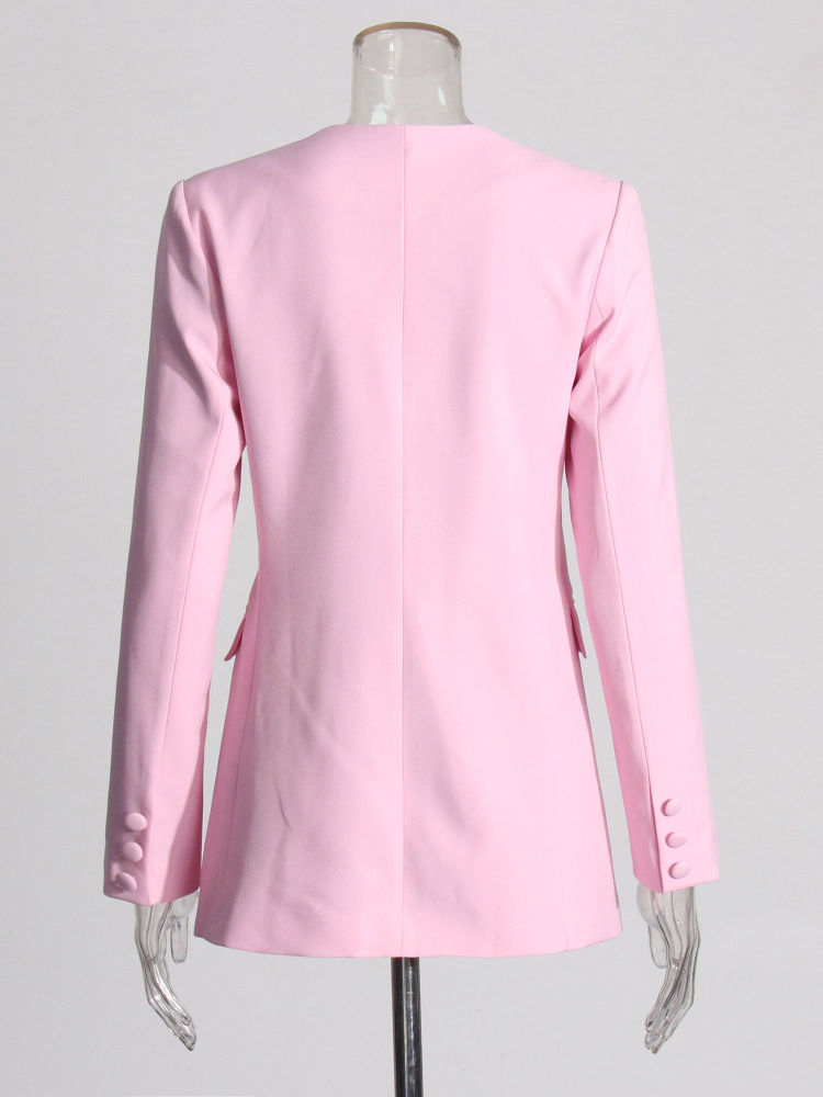TWOTWINSTYLE V Neck Patchwork 3D Flower Temperament Coat