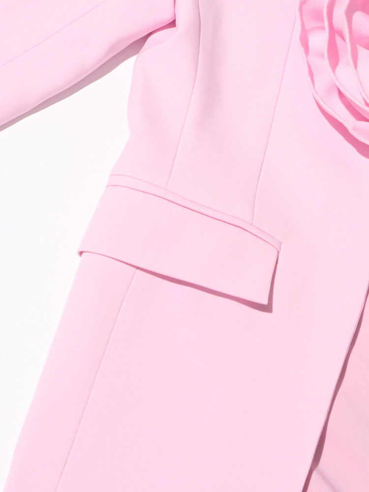 TWOTWINSTYLE V Neck Patchwork 3D Flower Temperament Coat