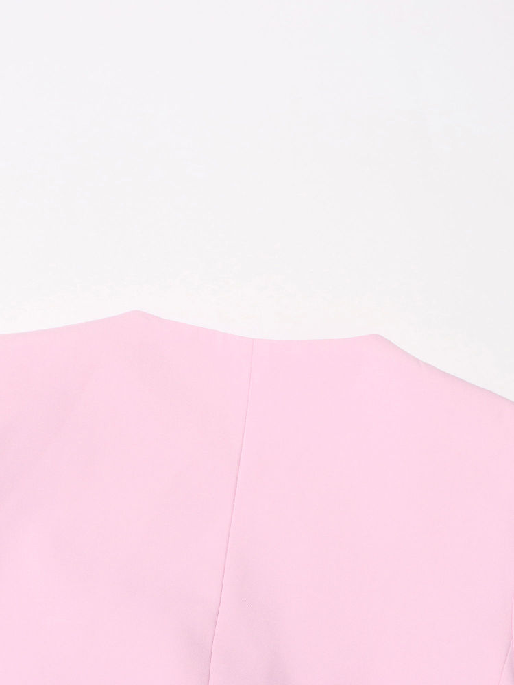 TWOTWINSTYLE V Neck Patchwork 3D Flower Temperament Coat