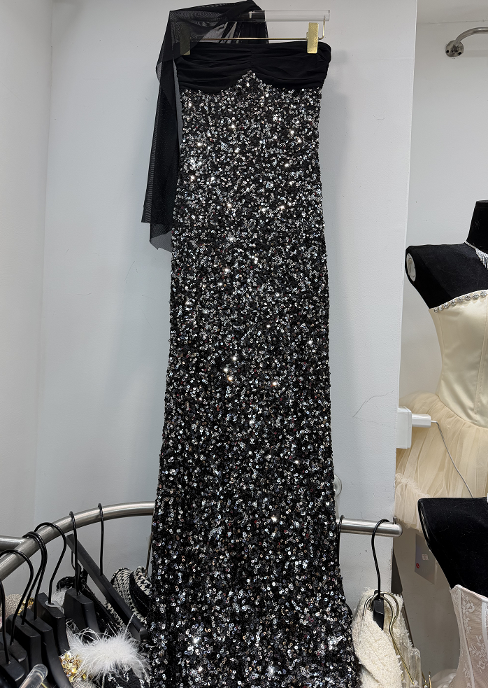 TWOTWINSTYLE Spliced Sequins Tunic Elegant Dress