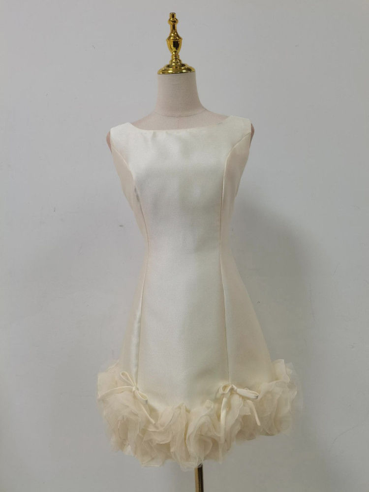 TWOTWINSTYLE Solid Spliced Bowknot High Waist Dress