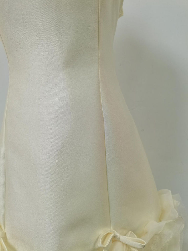 TWOTWINSTYLE Solid Spliced Bowknot High Waist Dress