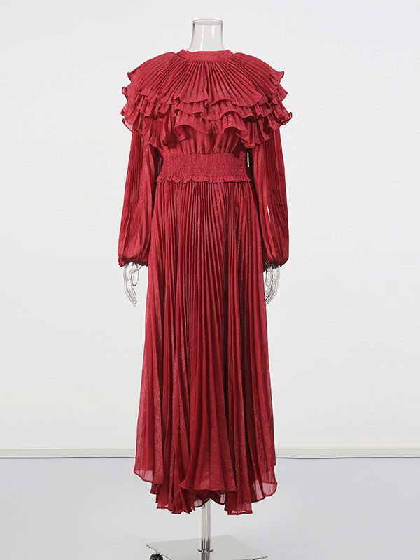 TWOTWINSTYLE High Waist Minimalist Pleated Dress