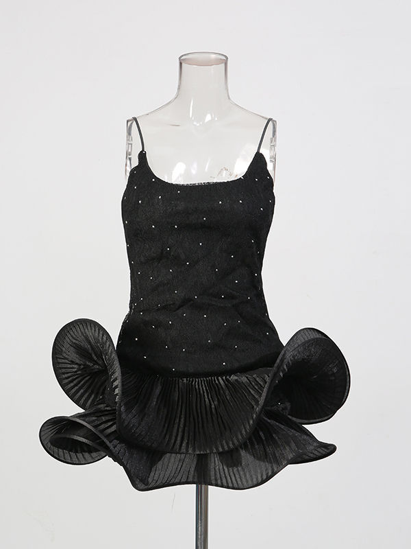 TWOTWINSTYLE Square Collar Patchwork 3D Flower Woman Dress