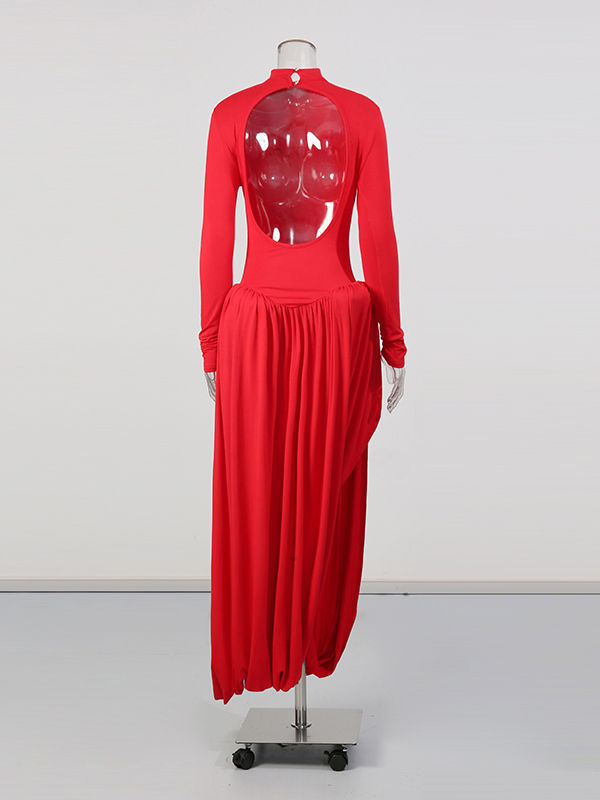 TWOTWINSTYLE Solid Side Split Elegant Midi Dress
