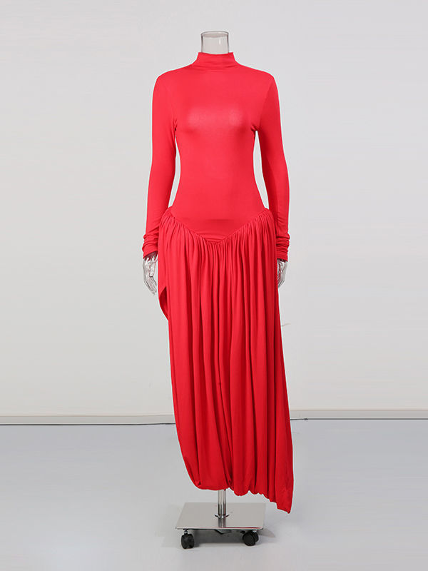 TWOTWINSTYLE Solid Side Split Elegant Midi Dress