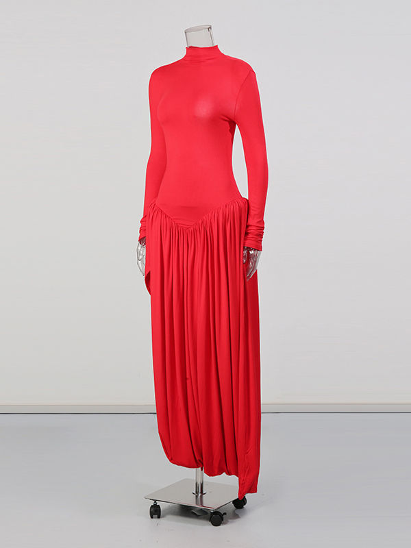 TWOTWINSTYLE Solid Side Split Elegant Midi Dress