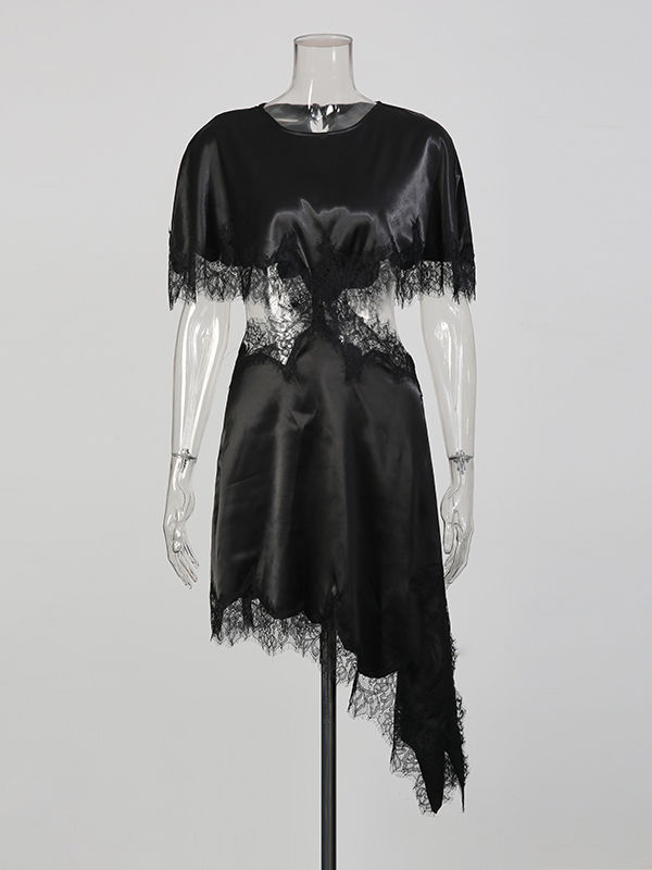 TWOTWINSTYLE Hollow Out Asymmetrical Hem Designer Dress