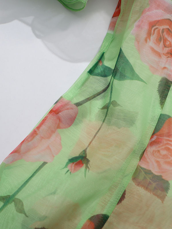 TWOTWINSTYLE Ruffled Sleeves Patchwork Print Vintage Dress