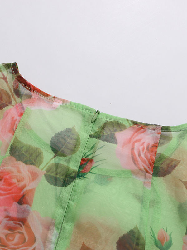 TWOTWINSTYLE Ruffled Sleeves Patchwork Print Vintage Dress